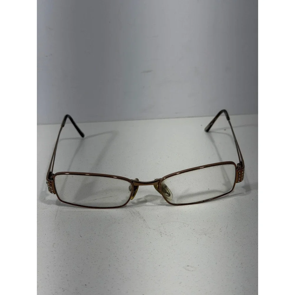 Versace Bronze Rectangular Eyeglass Frames Rhinestone Medusa Logo with Case